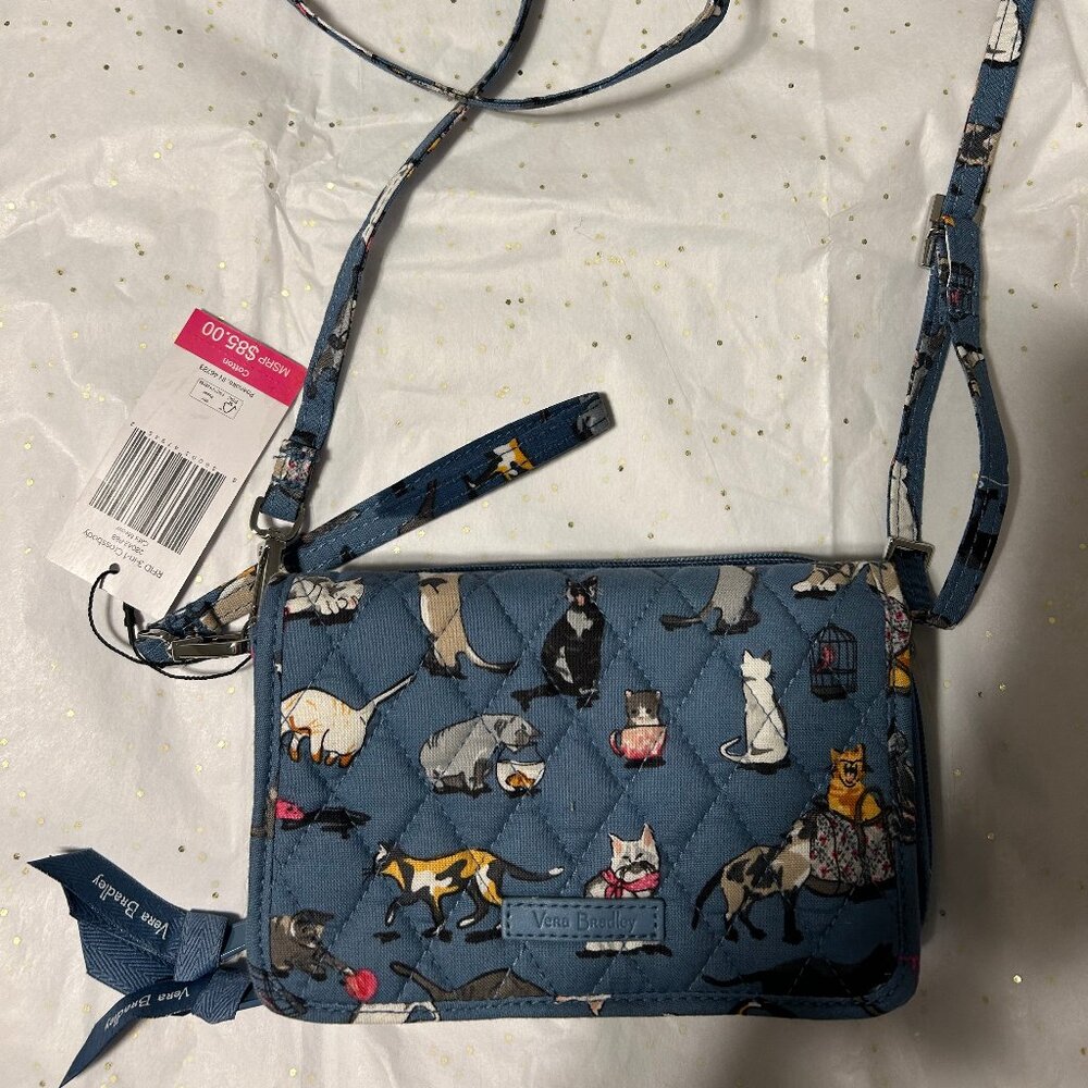 Vera Bradley Cat's Meow 3 in 1 Crossbody BRAND NEW WITH TAGS! Adjustable strap